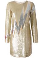Emilio Pucci Sequined Panel Shift Dress, Women's, Size: 40, Grey, Polyamide/silk/spandex/elastane