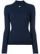 Courrèges Ribbed Knitted Blouse - Blue