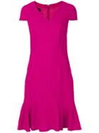 Talbot Runhof V-neck Flared Hem Dress - Pink & Purple