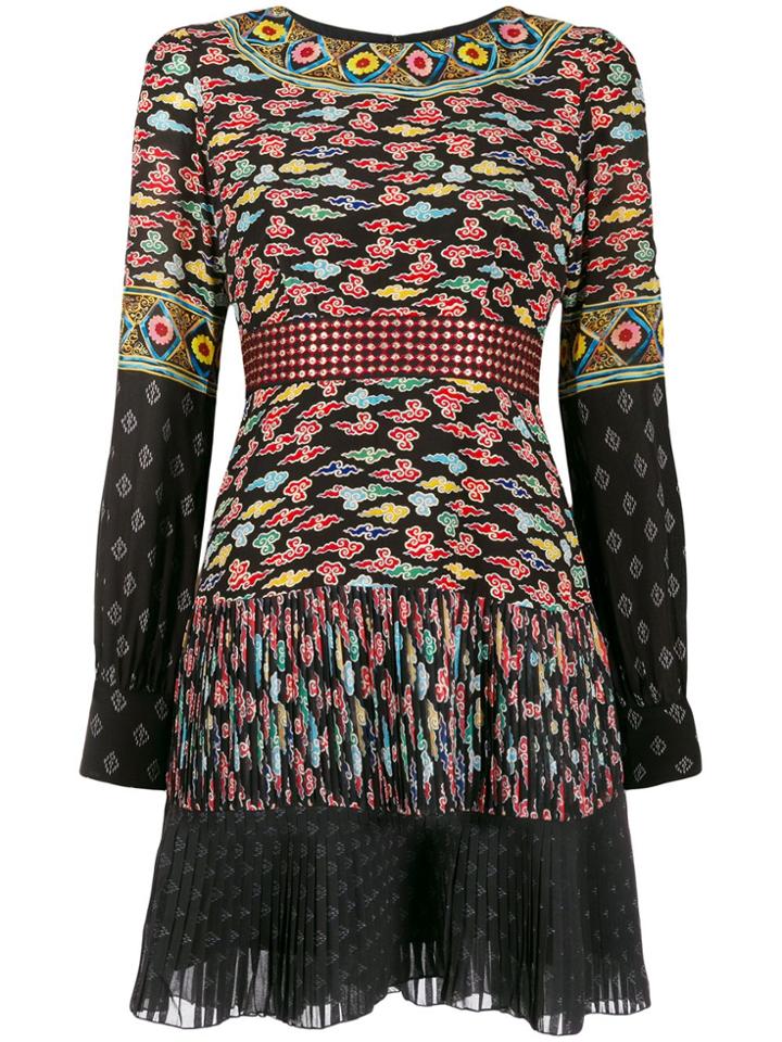 Saloni Multi-print Dress - Black