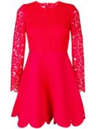 Valentino Lace Top Mini Dress - Red