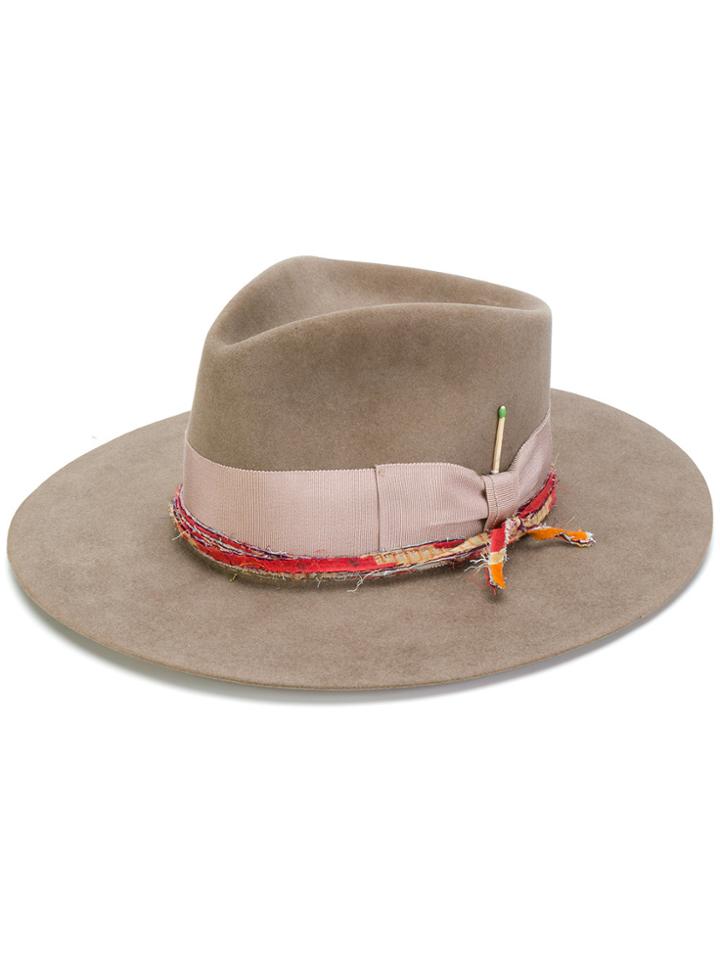 Nick Fouquet Bow Strap Fedora Hat - Nude & Neutrals