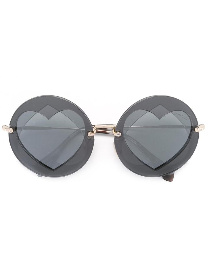 Miu Miu Eyewear Hearts Motif Sunglasses, Women's, Grey, Acetate/metal