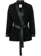 Pinko Belted Leather Jacket - Black