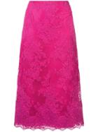 Marchesa A-line Midi Lace Skirt - Pink & Purple