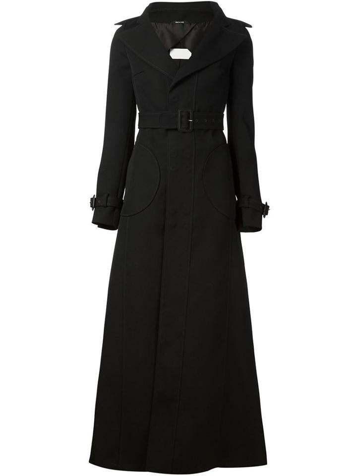 Maison Margiela Flared Trench Coat, Women's, Size: 38, Black, Wool