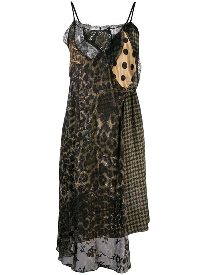 Preen By Thornton Bregazzi Patchwork Slip Dress - Brown