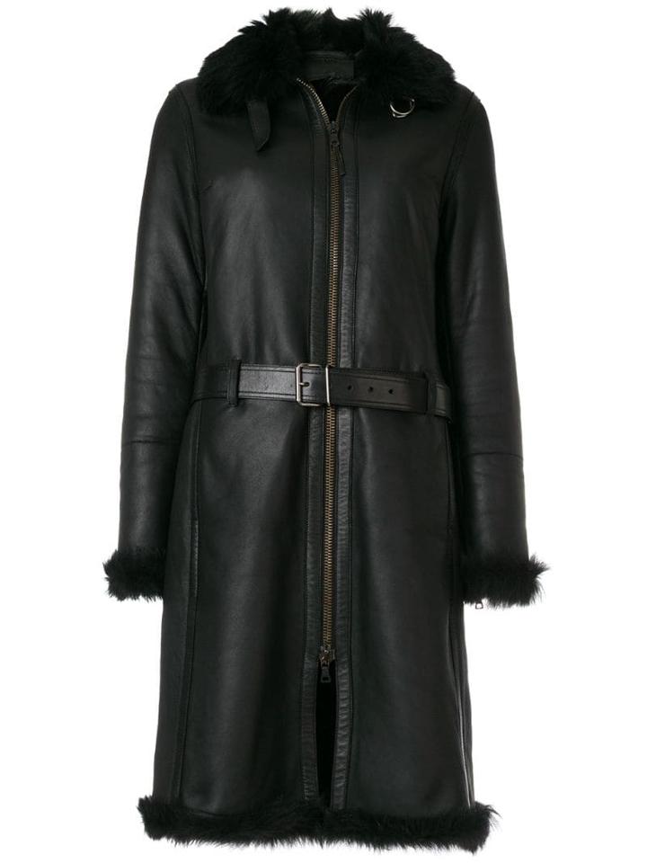 Prada Pre-owned Long Belted Coat - Black