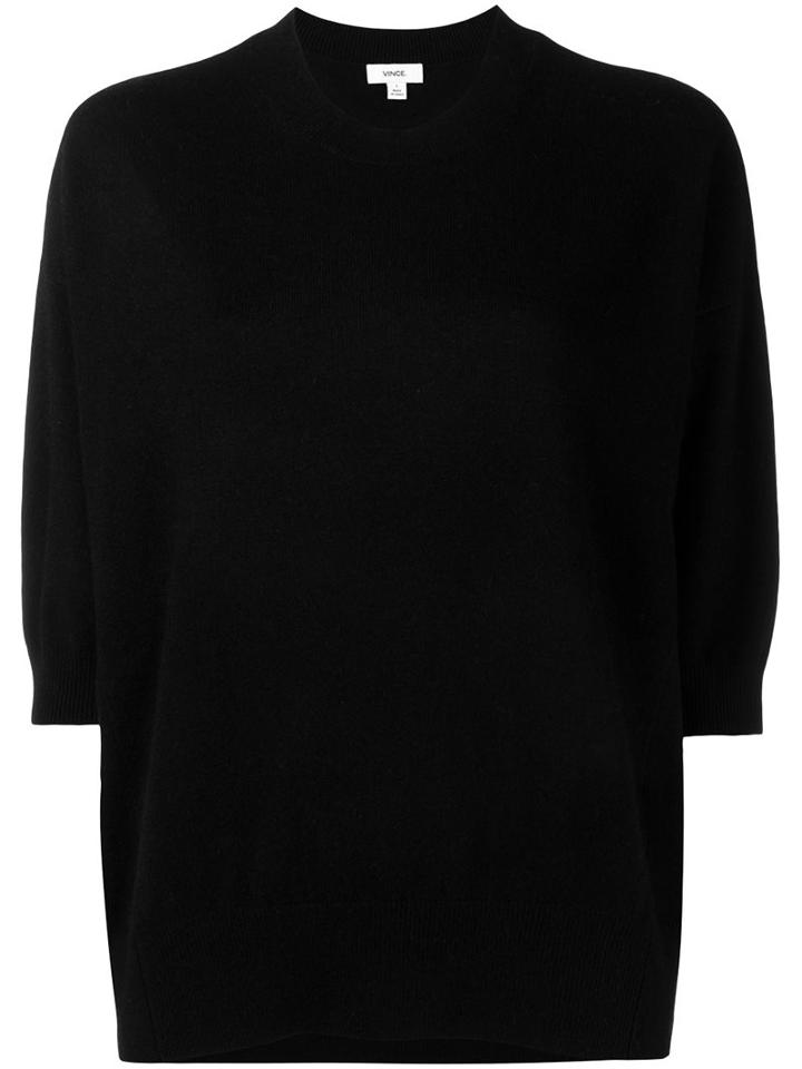 Vince Loose Fit Knitted Top, Women's, Size: Small, Black, Nylon/cashmere