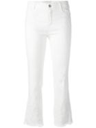 Ermanno Scervino Frayed Crop Trousers, Women's, Size: 46, White, Cotton/spandex/elastane