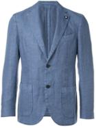 Lardini Two Button Blazer, Men's, Size: 50, Blue, Linen/flax/polyester