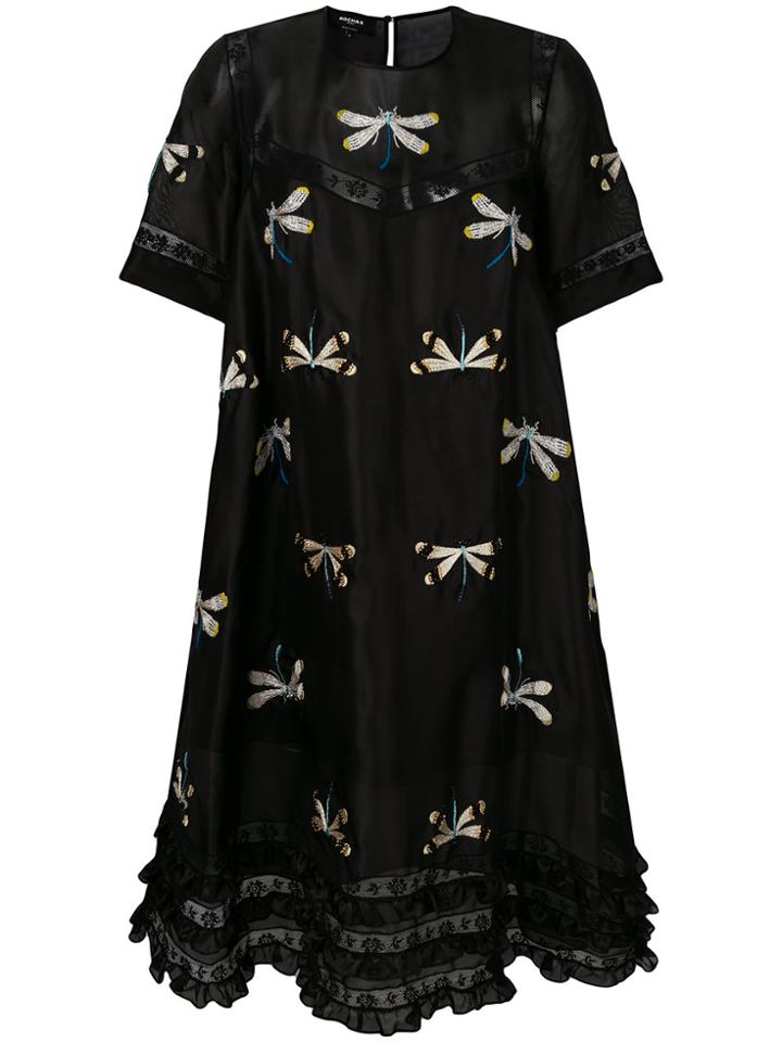 Rochas Embellished Dragonfly Dress - Black