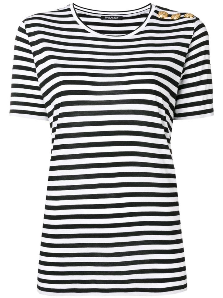 Balmain Button Striped T-shirt - Black