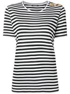 Balmain Button Striped T-shirt - Black