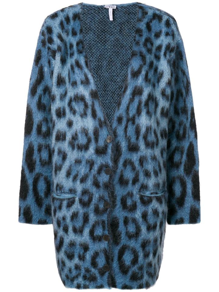 Loewe Leopard Print Cardigan - Blue