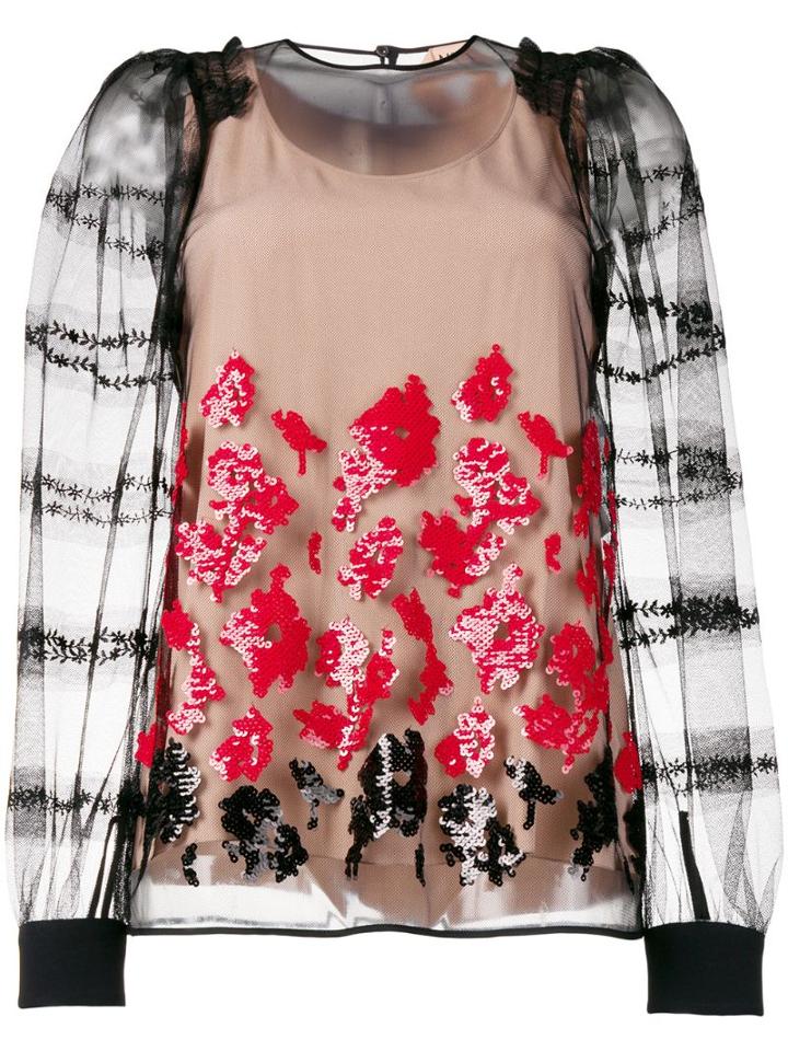 Nº21 Floral Sequin Blouse - Black