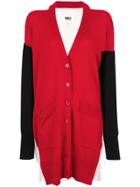 Mm6 Maison Margiela Long Colour-block Cardigan - Red