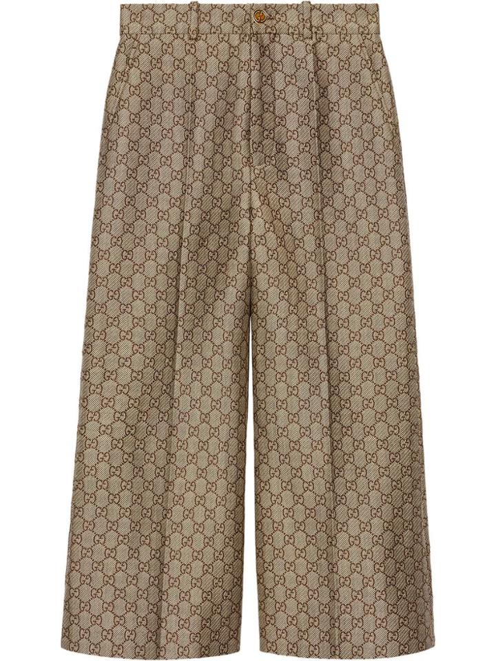 Gucci Gg Wool Canvas Culotte Pant - Neutrals
