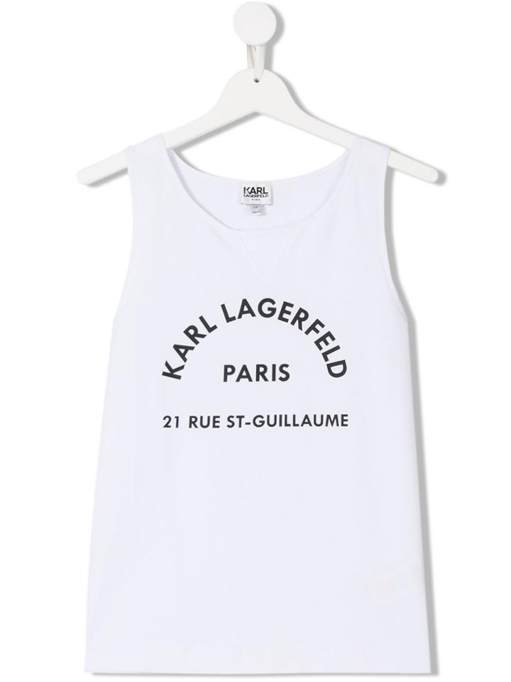 Karl Lagerfeld Kids Teen Logo Print Tank Top - White