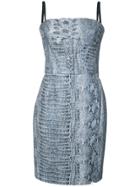 Just Cavalli Snakeskin-effect Fitted Dress - Blue