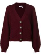 See By Chloé Textured Chunky-knit Cardigan - Pink & Purple
