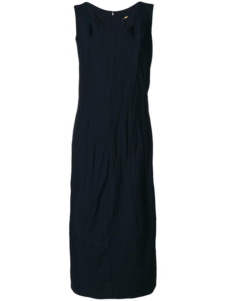 Comme Des Garçons Crinkle Effect Long Shift Dress - Black