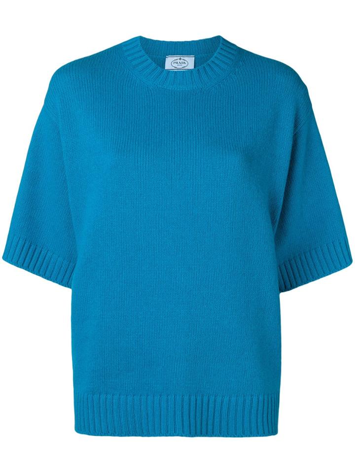 Prada Short-sleeve Knitted Top - Blue