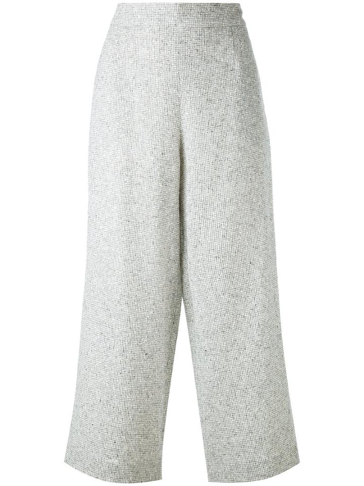 Kiton - Cropped Trousers - Women - Linen/flax/polyamide - 44, Grey, Linen/flax/polyamide