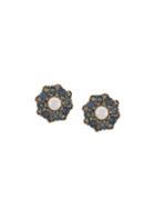 Marchesa Notte Crystal Embellished Flower Earrings - Gold
