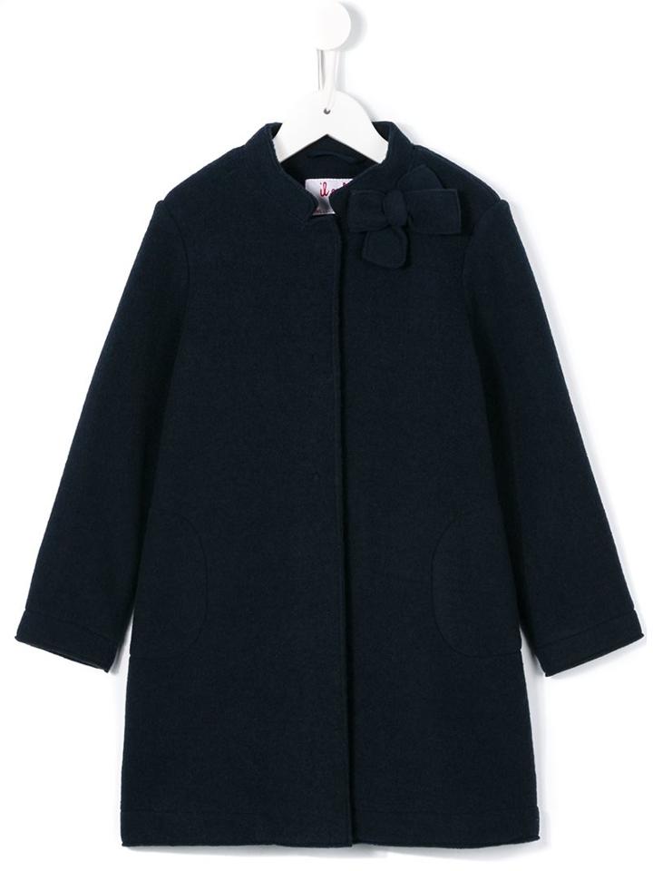 Il Gufo Bow Coat, Girl's, Size: 10 Yrs, Blue