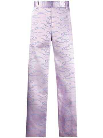 Ximon Lee Cloud Brocade Pleated Trousers - Purple