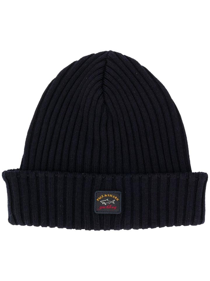 Paul & Shark Ribbed-knit Beanie - Blue