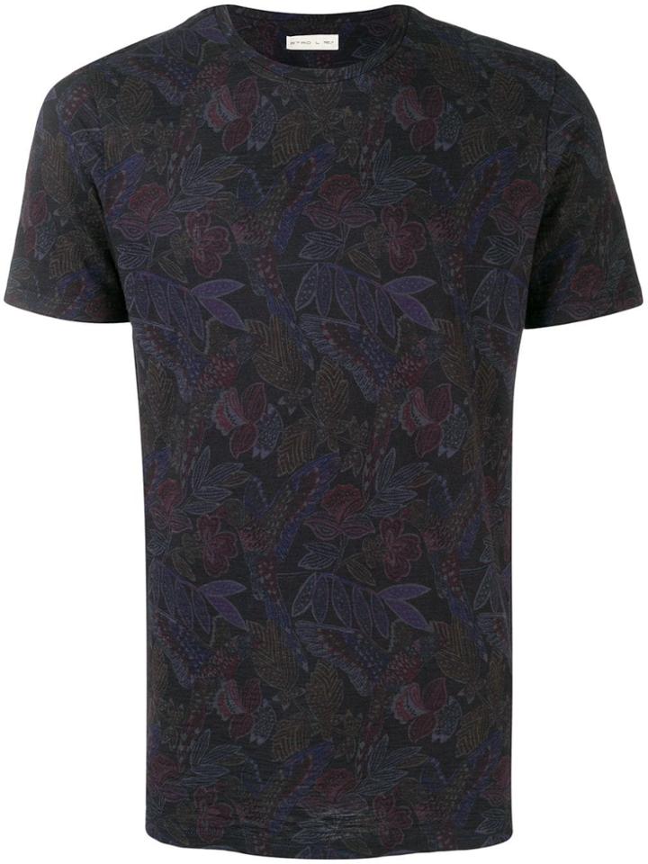 Etro Flower Pattern T-shirt - Black