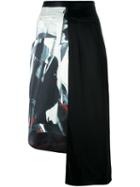 Dkny Patchwork Asymmetric Skirt, Women's, Size: 2, Black, Viscose/polyester