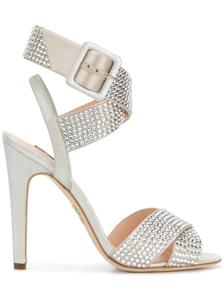Rodo Strappy Crystal Embellished Sandals - Grey