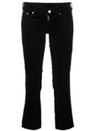 Mm6 Maison Margiela Velvet Cropped Trousers, Women's, Size: 38, Black, Cotton/polyester