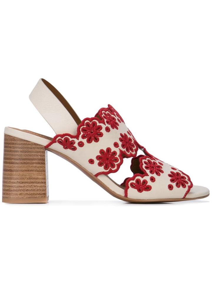 See By Chloé Embroidered Flower Sandals - White