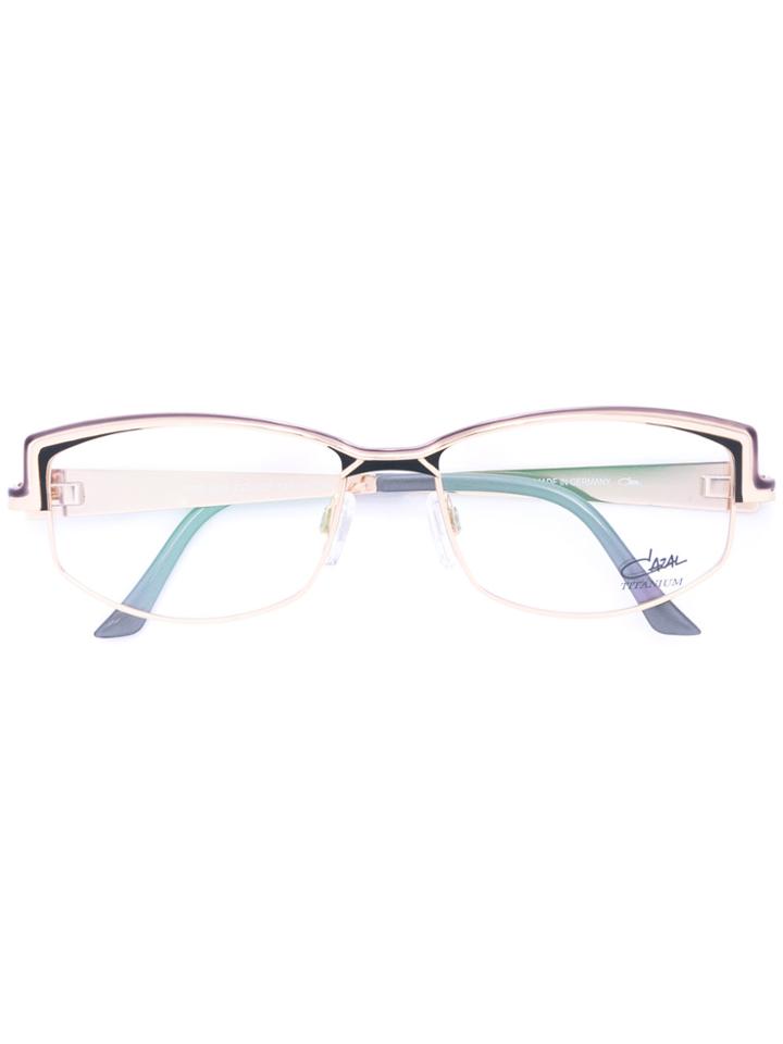 Cazal Ennamelled Rectangle Frame Glasses - Metallic