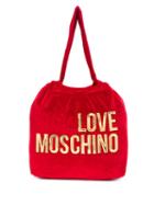 Love Moschino Logo Printed Cotton Tote Bag - Red