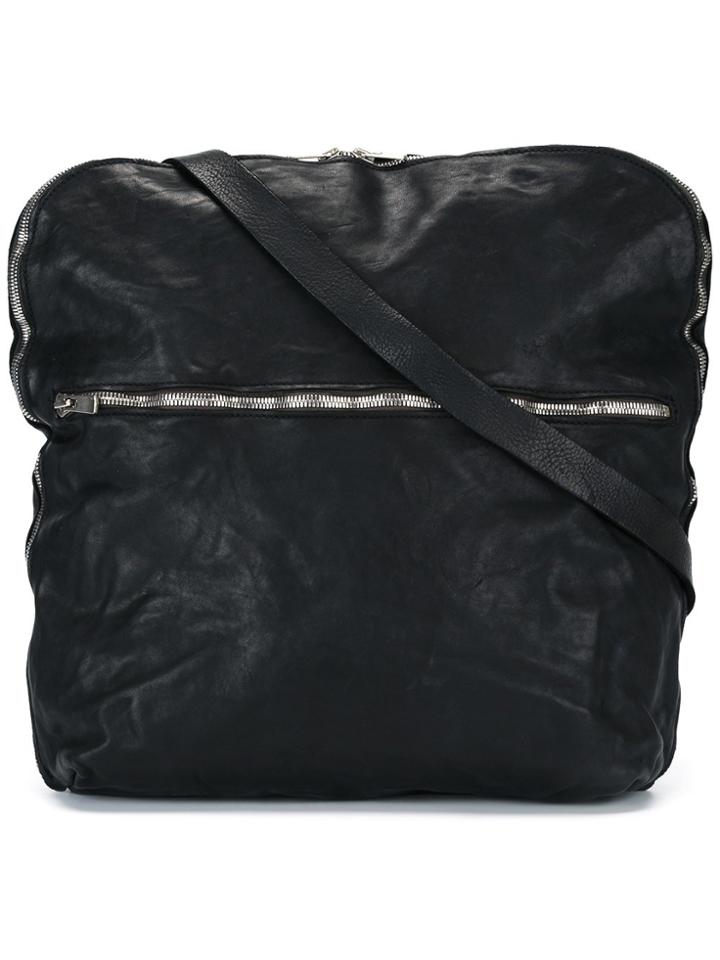 Guidi Top Zip Messenger Bag - Black