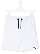 Diadora Junior Logo Drawstring Shorts - White