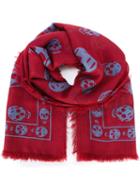 'skull' Scarf, Men's, Red, Modal/silk, Alexander Mcqueen