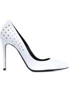 Thomas Wylde Studded Stiletto Pumps, Women's, Size: 5.5, White, Calf Leather