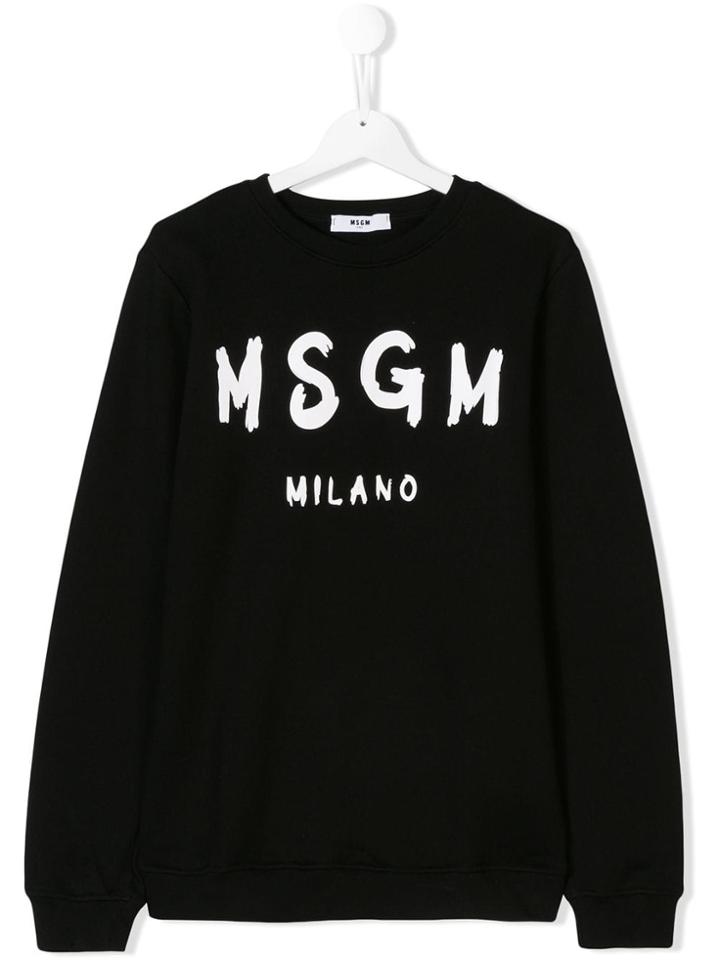Msgm Kids Logo Print Sweater - Black