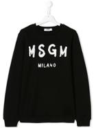 Msgm Kids Logo Print Sweater - Black