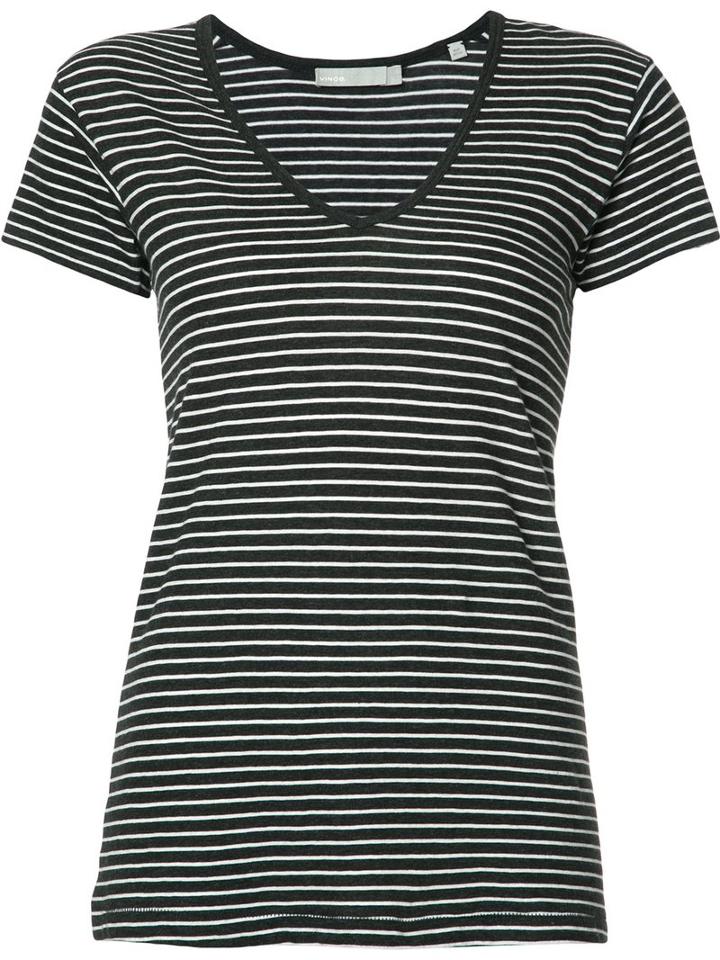 Vince Striped T-shirt, Women's, Size: Medium, Black, Cotton