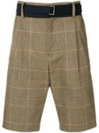 Sacai Belted Tailored Shorts - Brown