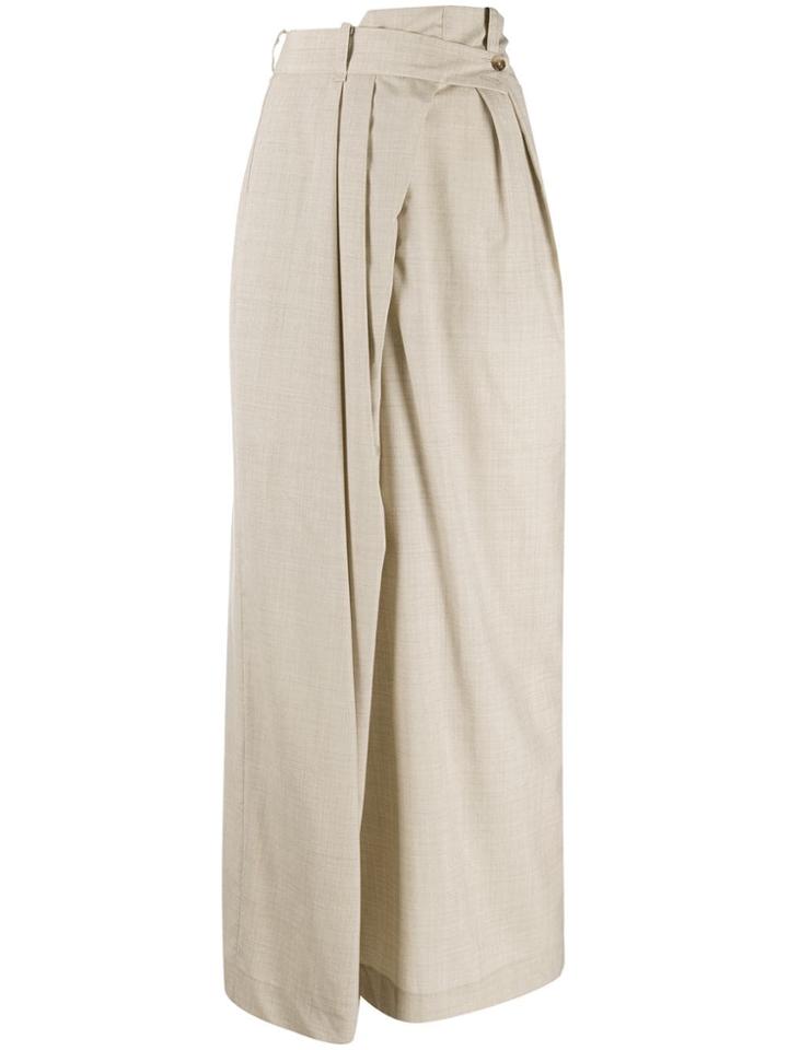 A.w.a.k.e. Mode Pleated Asymmetric Skirt - Neutrals