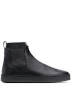 Hogan Contrast Texture Slip-on Ankle Boots - Black