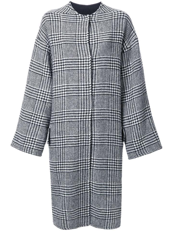 Ava Adore 'cara' Plaid Coat, Women's, Size: 40, Black, Rabbit Fur/wool